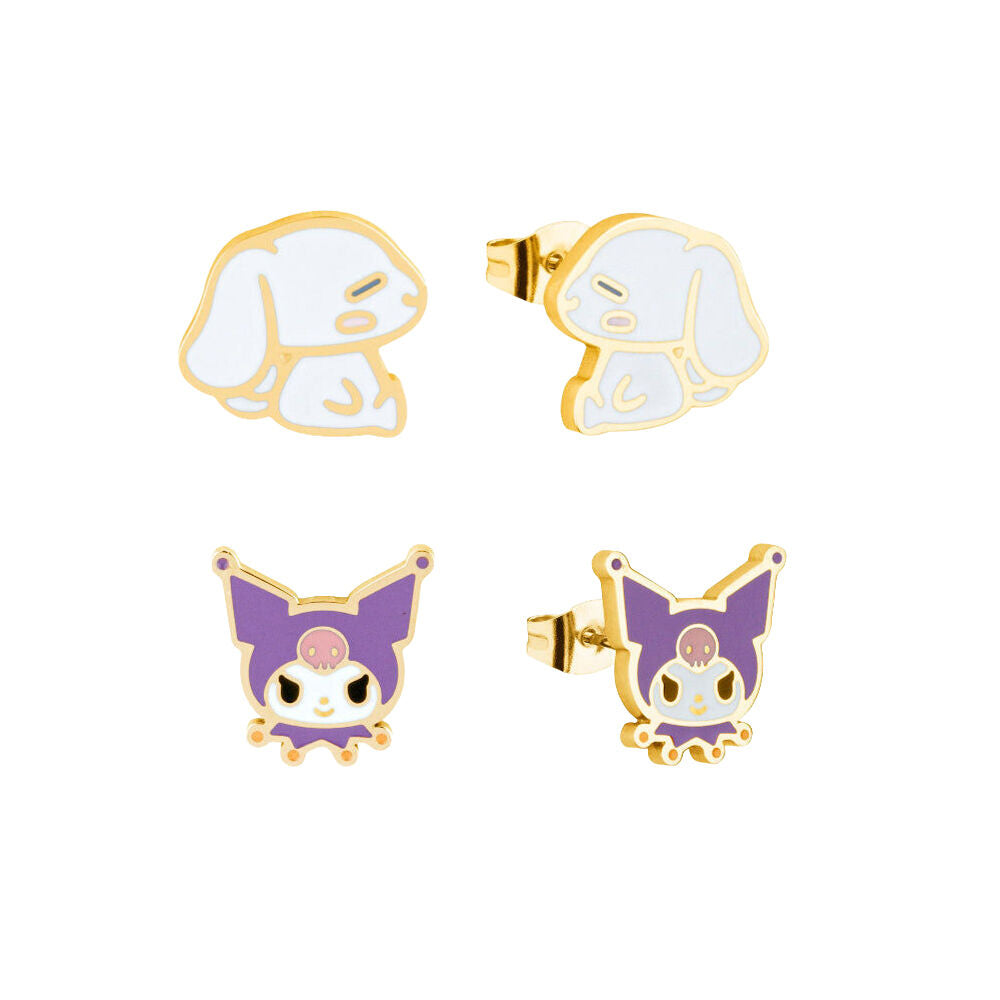 Sanrio ECC Sanrio Cinnamoroll Stud Earrings - Gold Plated - White & Purple