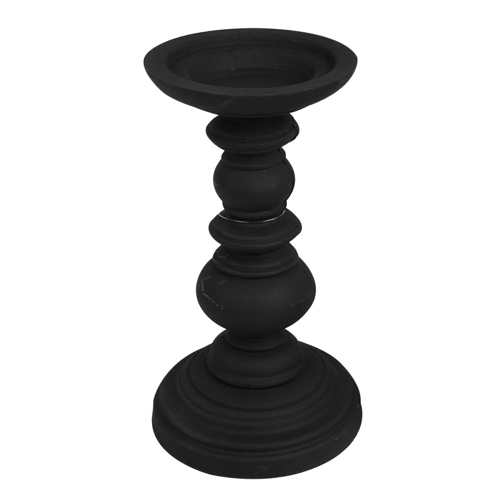 Maine & Crawford Kelli 20.5cm Taper Candle Holder MDF Home Decor Matte Black