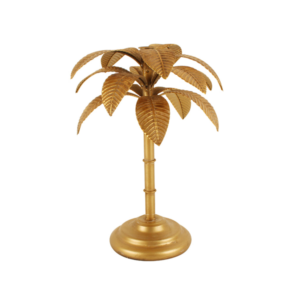 Maine & Crawford 39x25cm Brynne Palm Tree Iron Candle Holder Stand Antique Gold