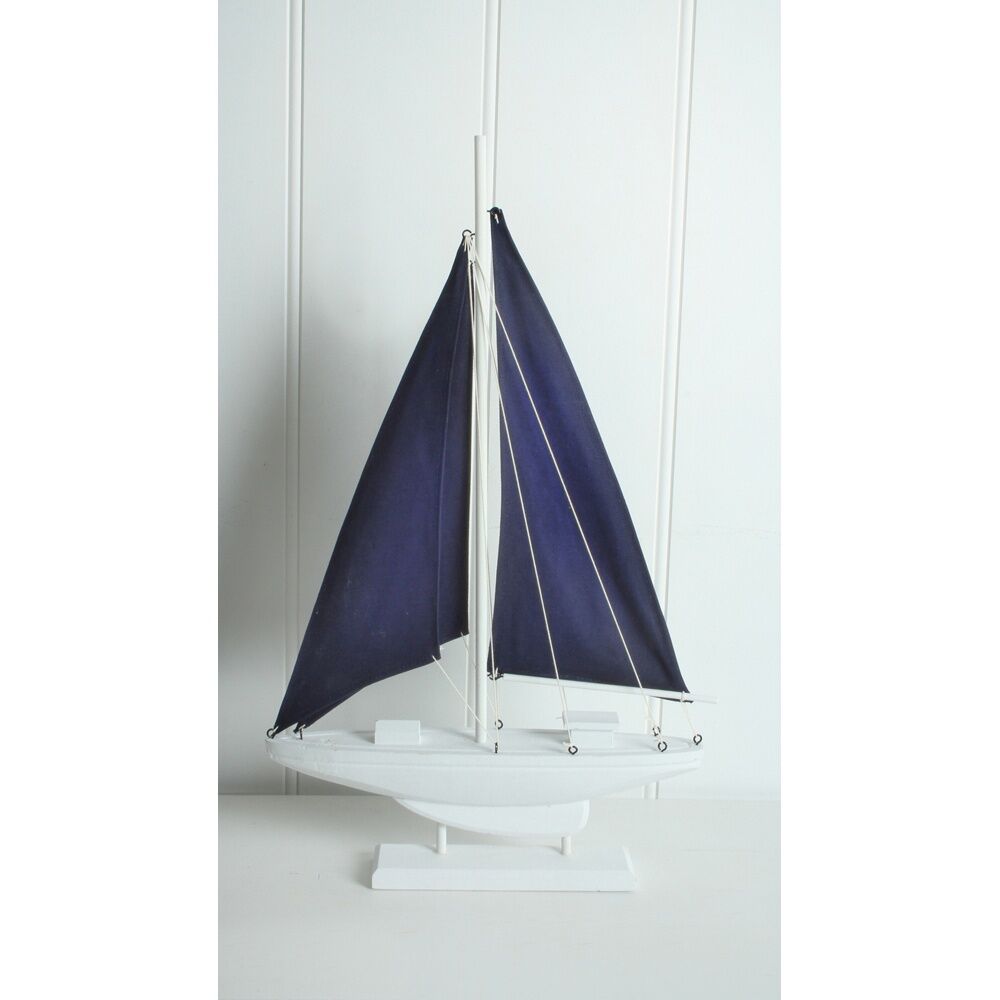 Maine & Crawford Hobbard 54x32cm Wood Sailing Boat Standing Decor Blue/White — image 2