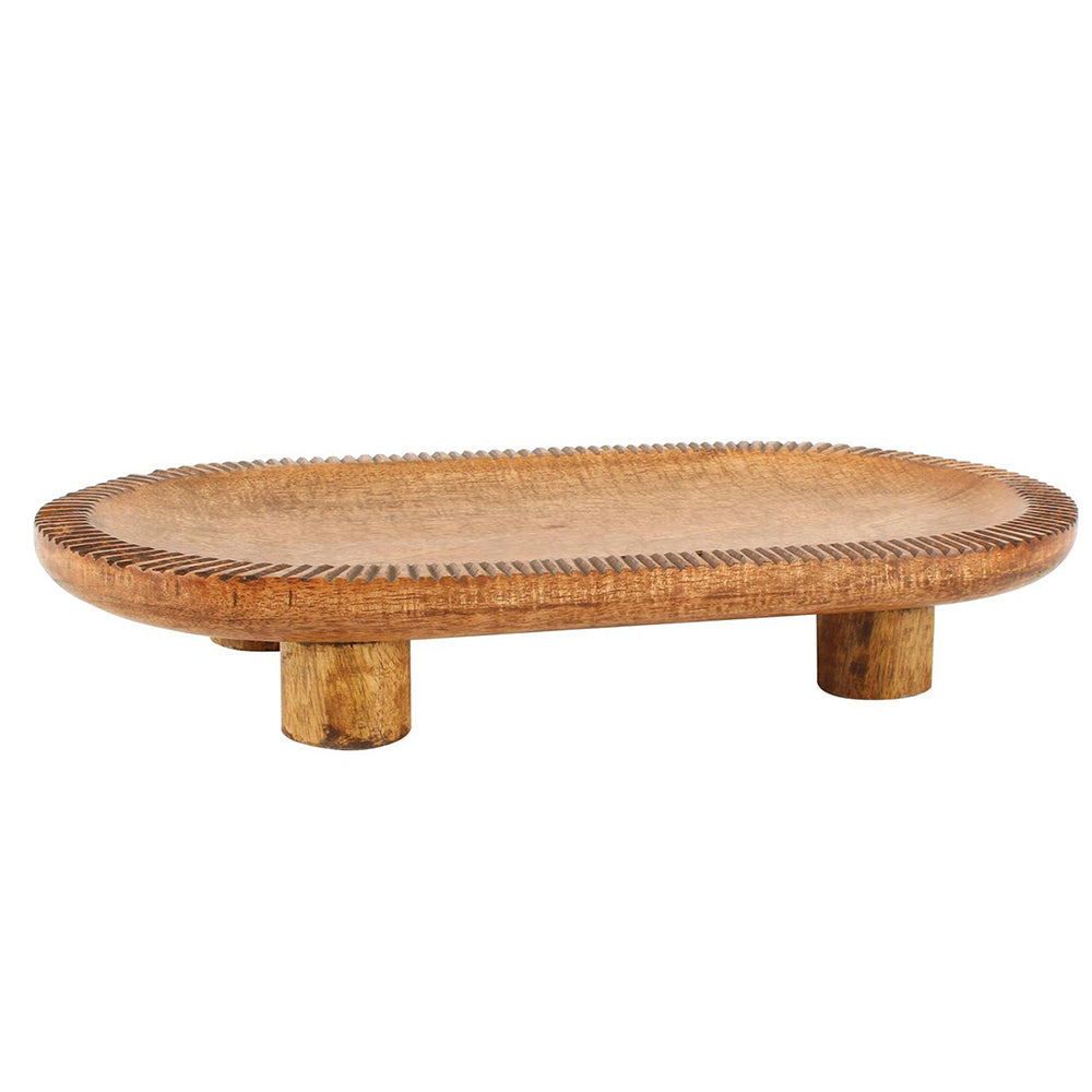 Maine & Crawford Isole 45x20cm Serving Food Tray Mango Wood w/ Legs Natural
