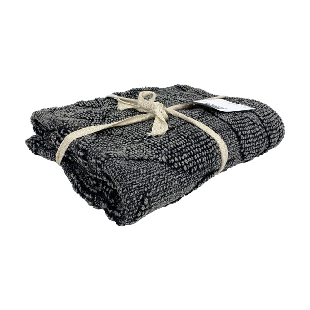 Maine & Crawford Ballie 90cm Cotton Rug Stone Washed Home Decor Carpet Charcoal — image 2
