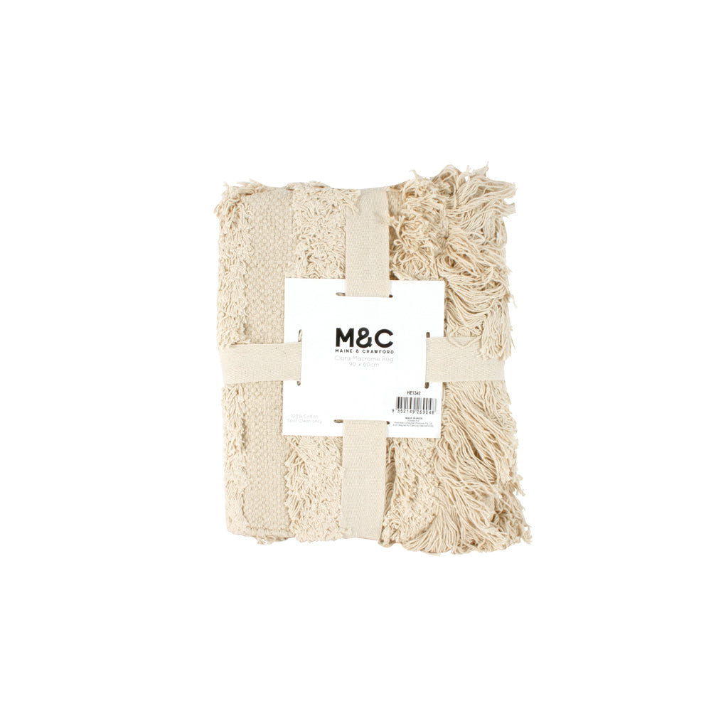 Maine & Crawford Clara Macrame 90x60cm Cotton Rug Home Carpet Doormat Cream — image 2