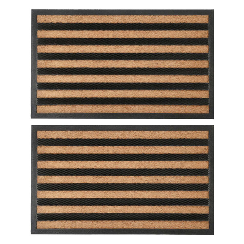 Maine and Crawford Heavy Duty Rubber Mould Non Brush Doormat 75x45cm (2 Pack)