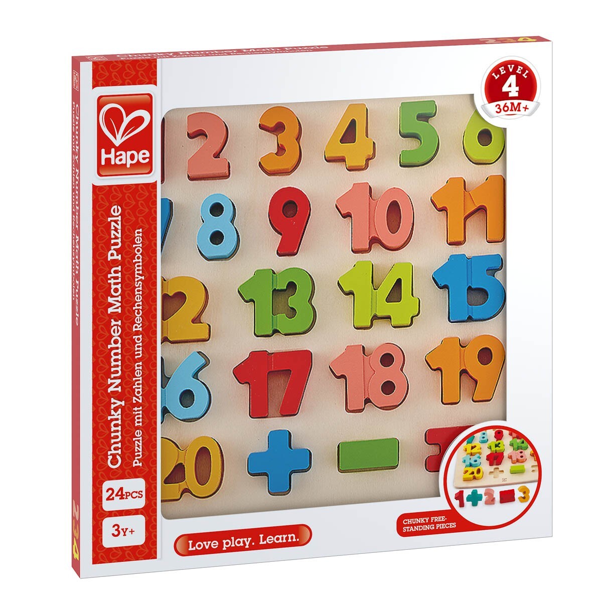 Hape Chunky Number Math Puzzle Educational Kids/Toddler Learning Activity Toy 3+