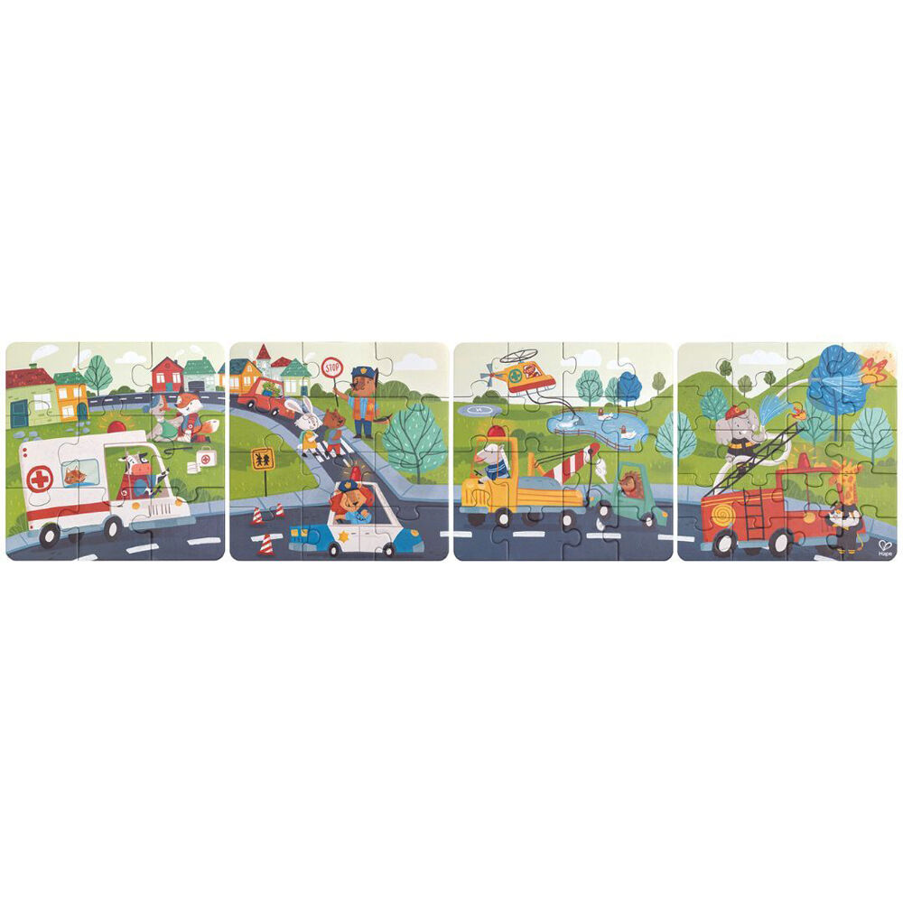 Hape Rescue Vehicles 57 Piece Creative Kids Puzzle w/ 4 Stories 3Y+ (4 Pack) — image 2