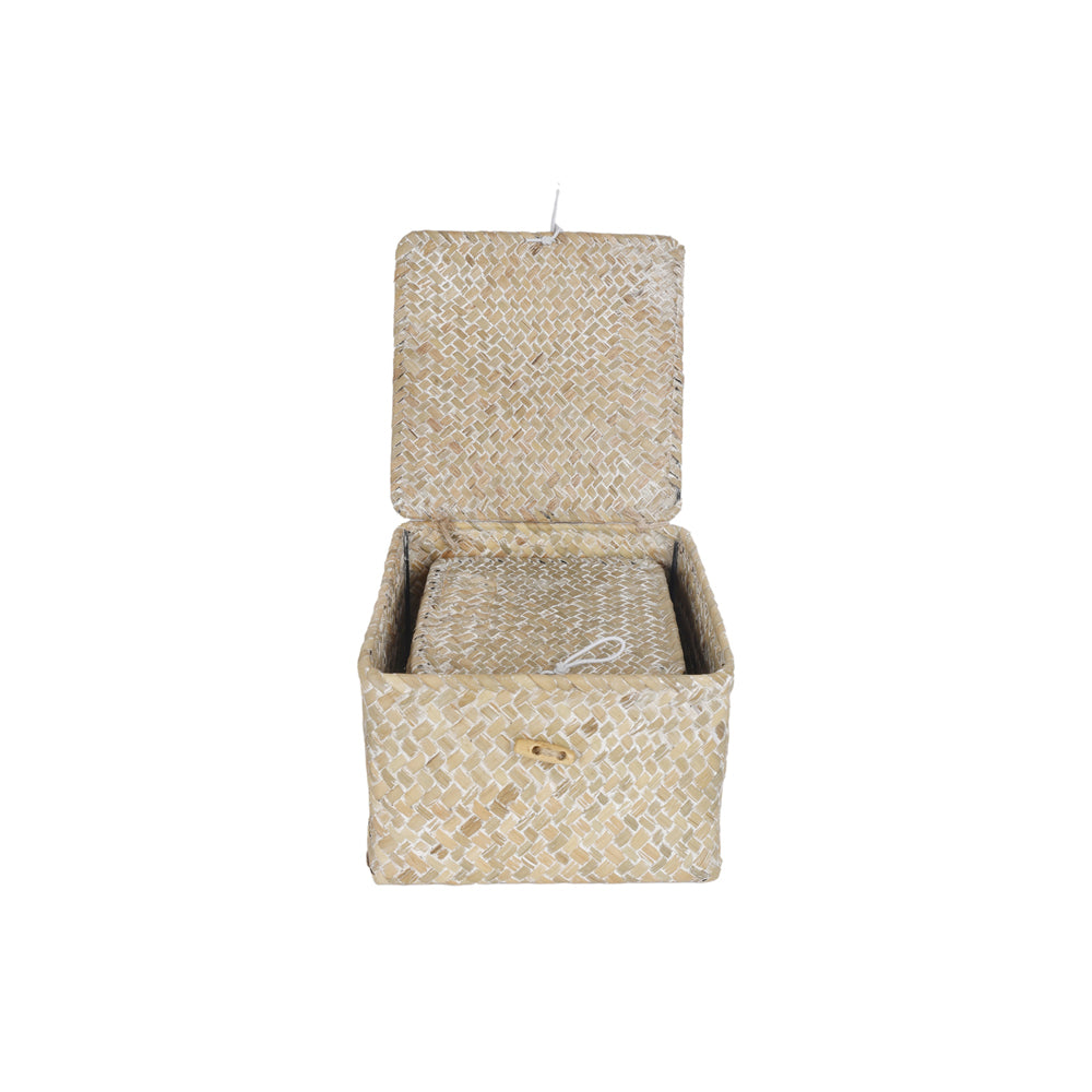 Maine & Crawford Leia Basket Square w/ Lid Large - White Wash Natural (2 Pieces) — image 2