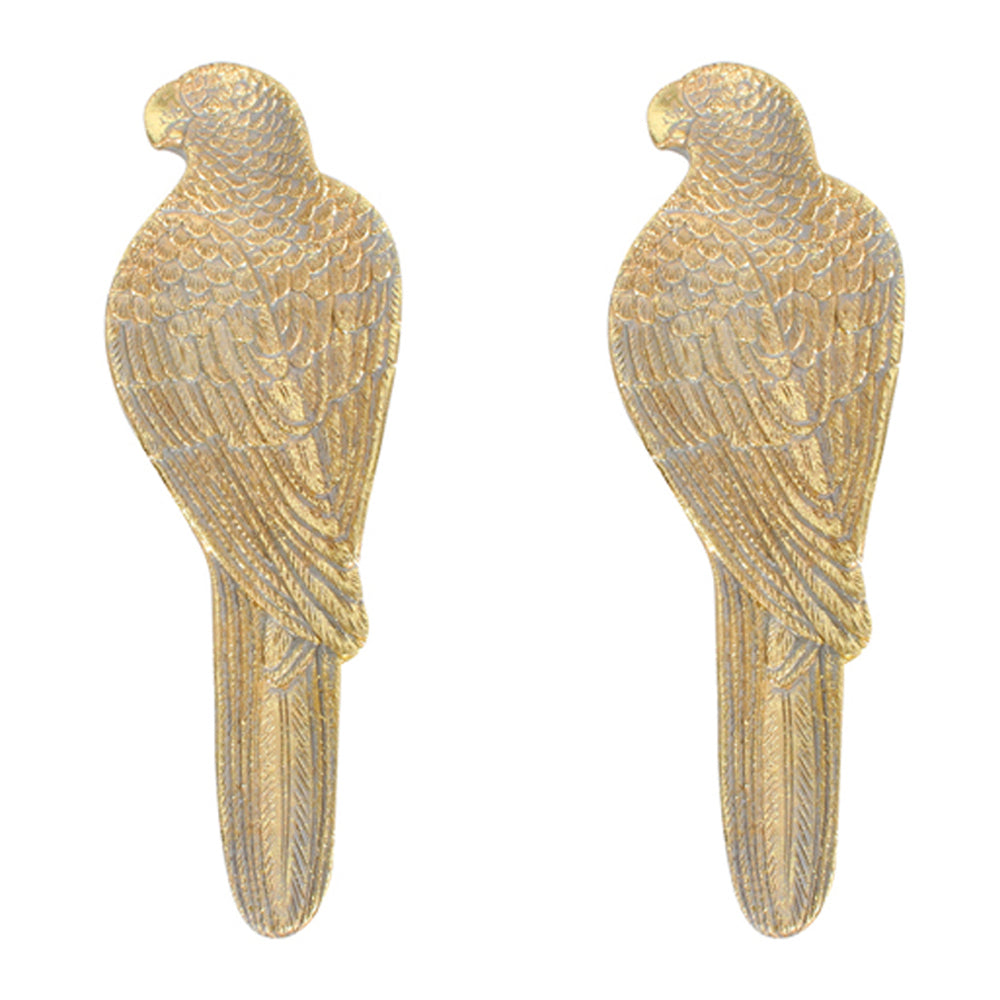 Maine & Crawford Asher Parrot 29cm Resin Tray Trinket Decor Dish Display Gold (2 Pack)