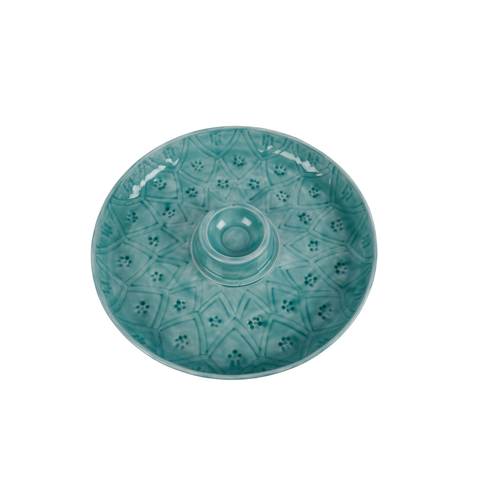 Maine & Crawford Roe 36cm Chip Dip Enamel Plate Embossed Serving Dish Turquoise — image 2