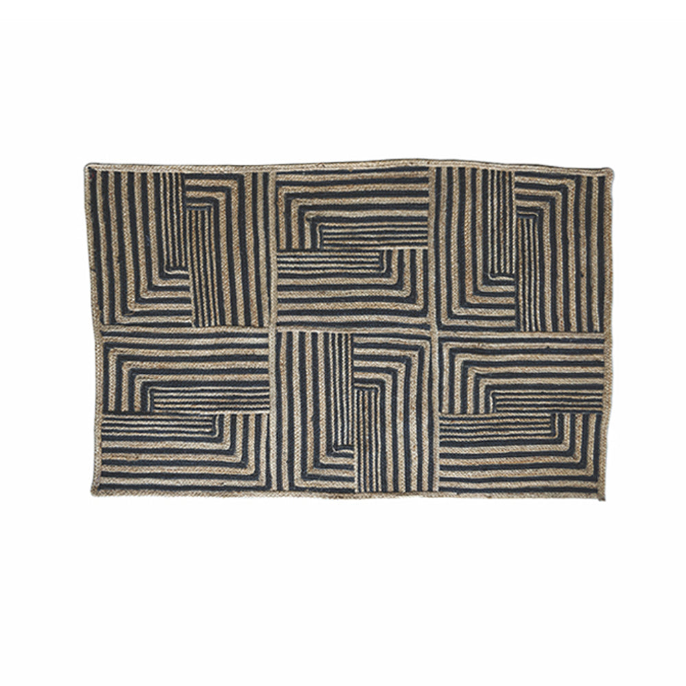 Maine & Crawford Ikram 90cm Jute Braided Rug Home/Bedroom Carpet Black/Natural