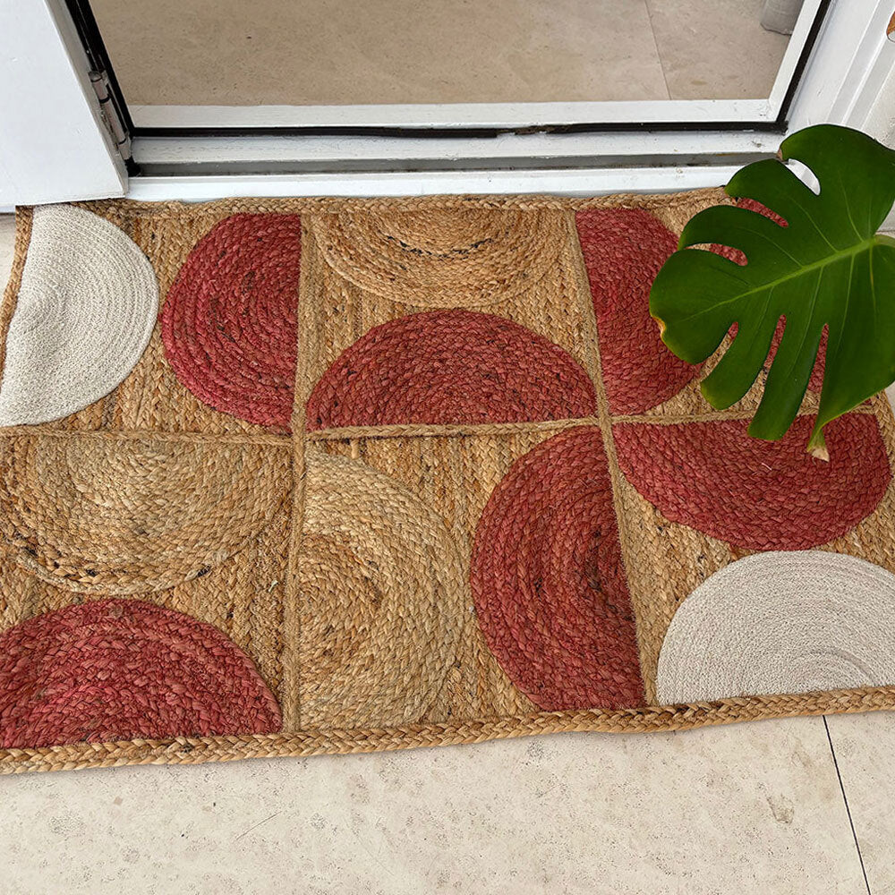 Maine & Crawford Handmade Salli 90cm Jute Braided Rug Home Carpet Red/Natural — image 2