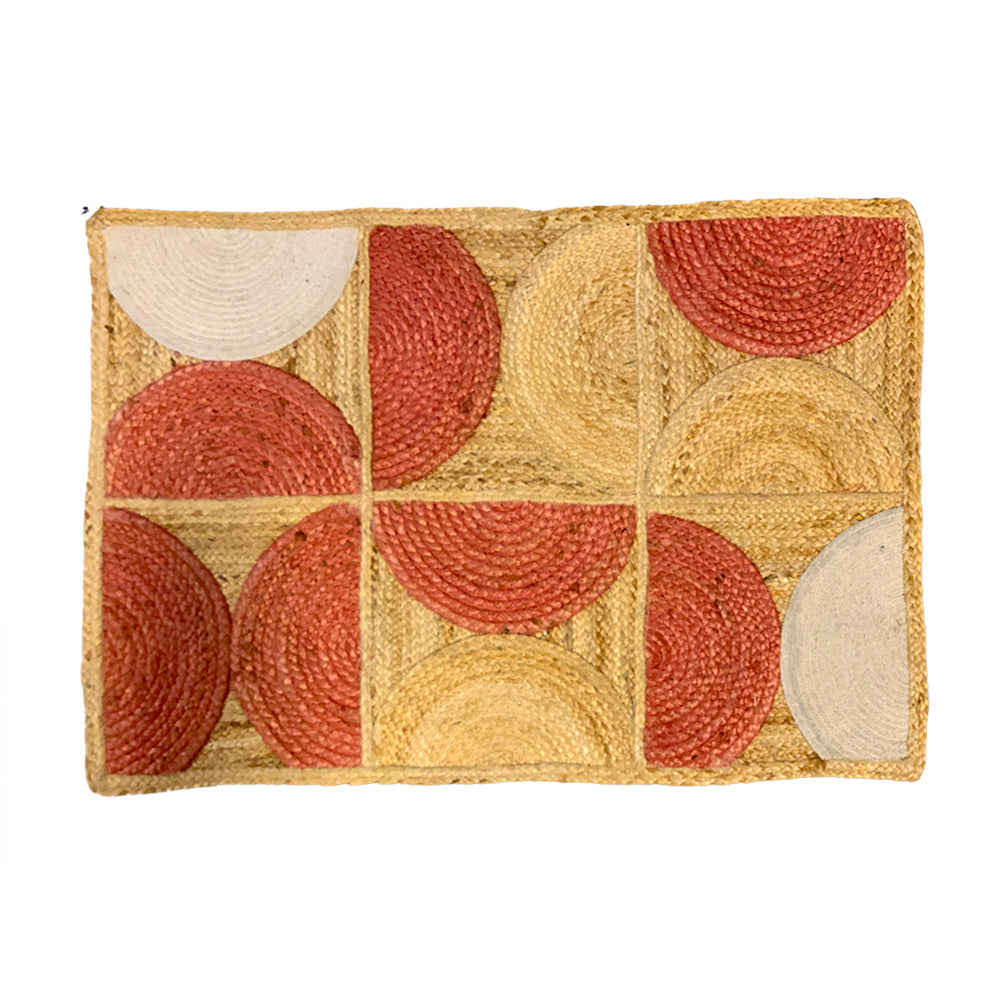 Maine & Crawford Handmade Salli 90cm Jute Braided Rug Home Carpet Red/Natural