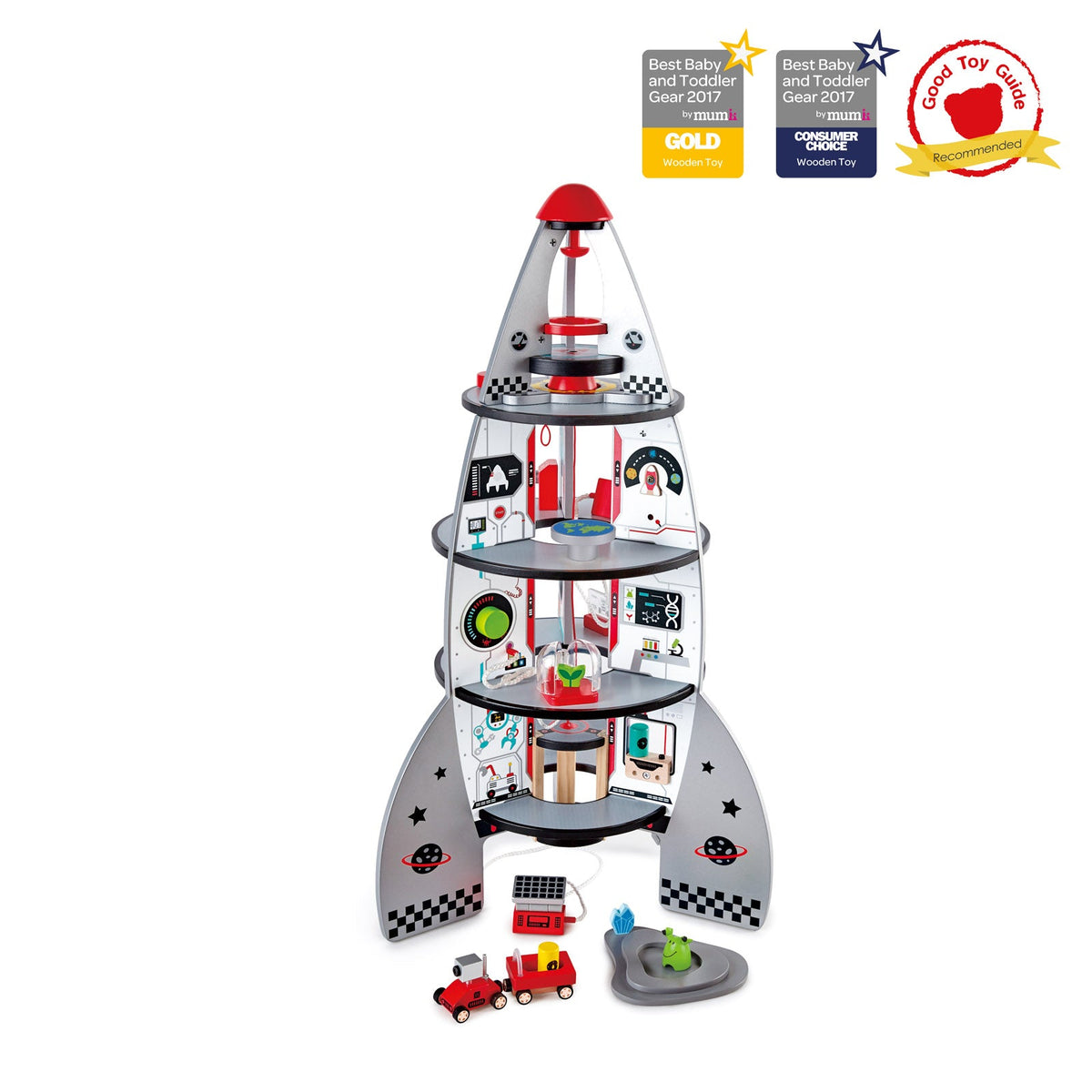 Hape 74cm Four Stage Rocket Ship Kids/Toddler Vehicle Wooden Toy 3y+ (20 Pieces) — image 2