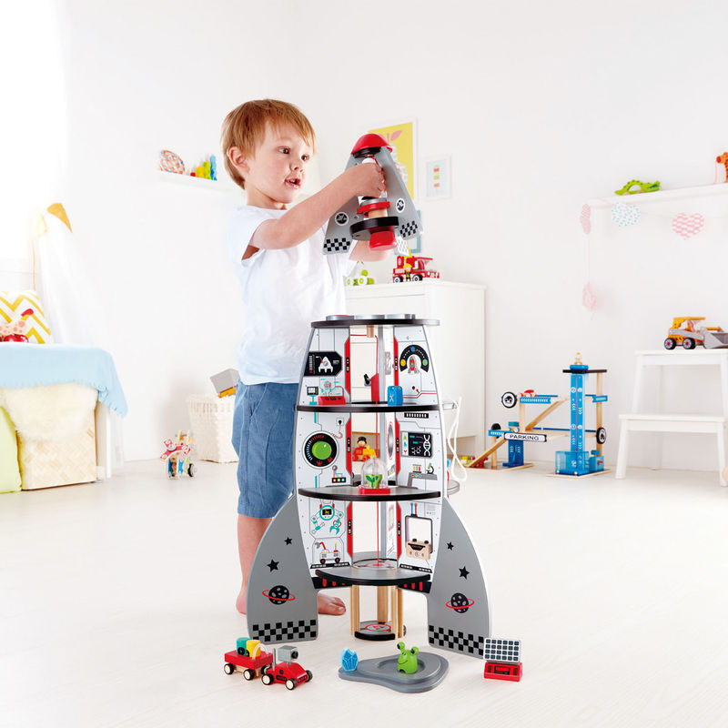 Hape 74cm Four Stage Rocket Ship Kids/Toddler Vehicle Wooden Toy 3y+ (20 Pieces) — image 9