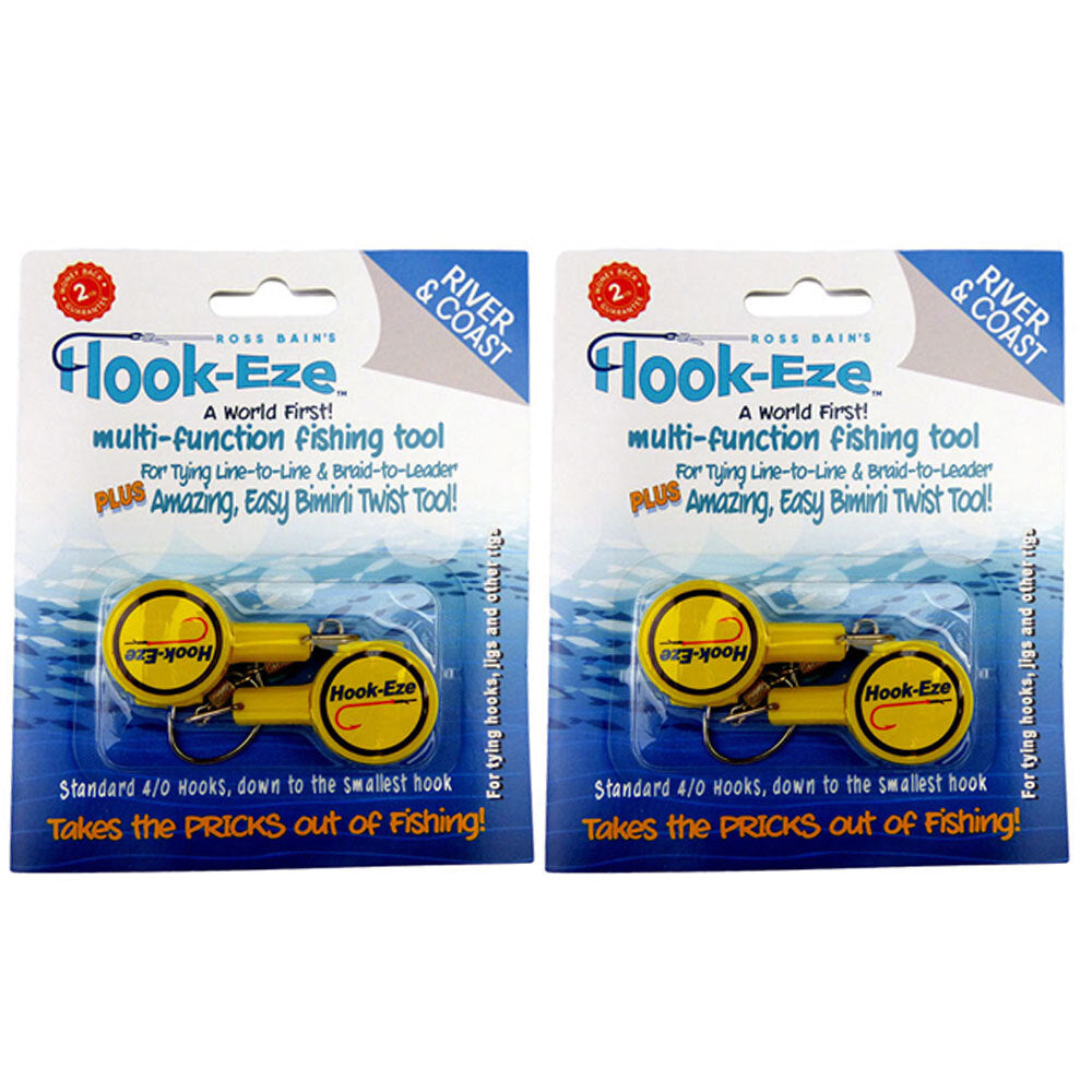 Hookeze 2pc Hookeze Fishing Knot Tying Tool/Quick Hook/Rigs Line Standard Yellow (2 Pack)
