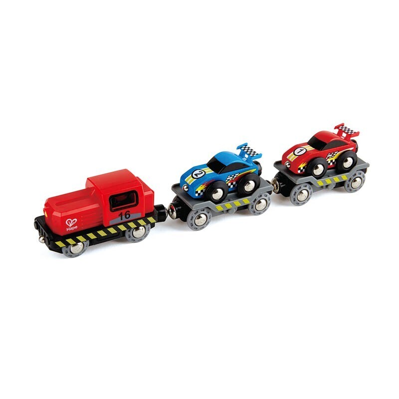 Hape Race Car Transporter Track w/Removable Driver Kids Activity Toy 3+ (6 Pieces)