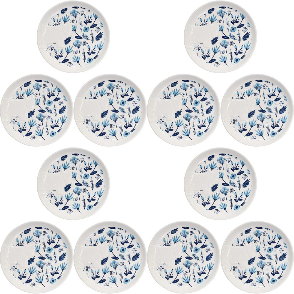 LVD Ceramic Cottage Cow Desert Plate Home/Kitchen Tabletop Decor 17x17cm (12 Pack)