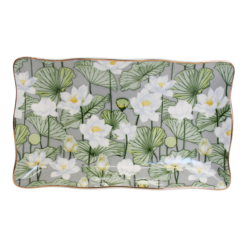 LVD Water Lily Porcelain 20x12cm Plate Food/Snack Serving Dish Rectangle Tableware