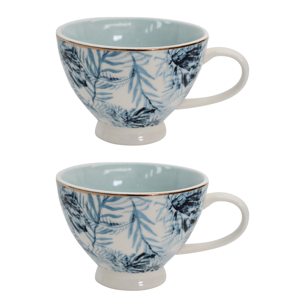 LVD Island Porcelain 13.5cm Coffee/Tea Cup w/ Handle Drinking Mug Tableware Blue (2 Pack)
