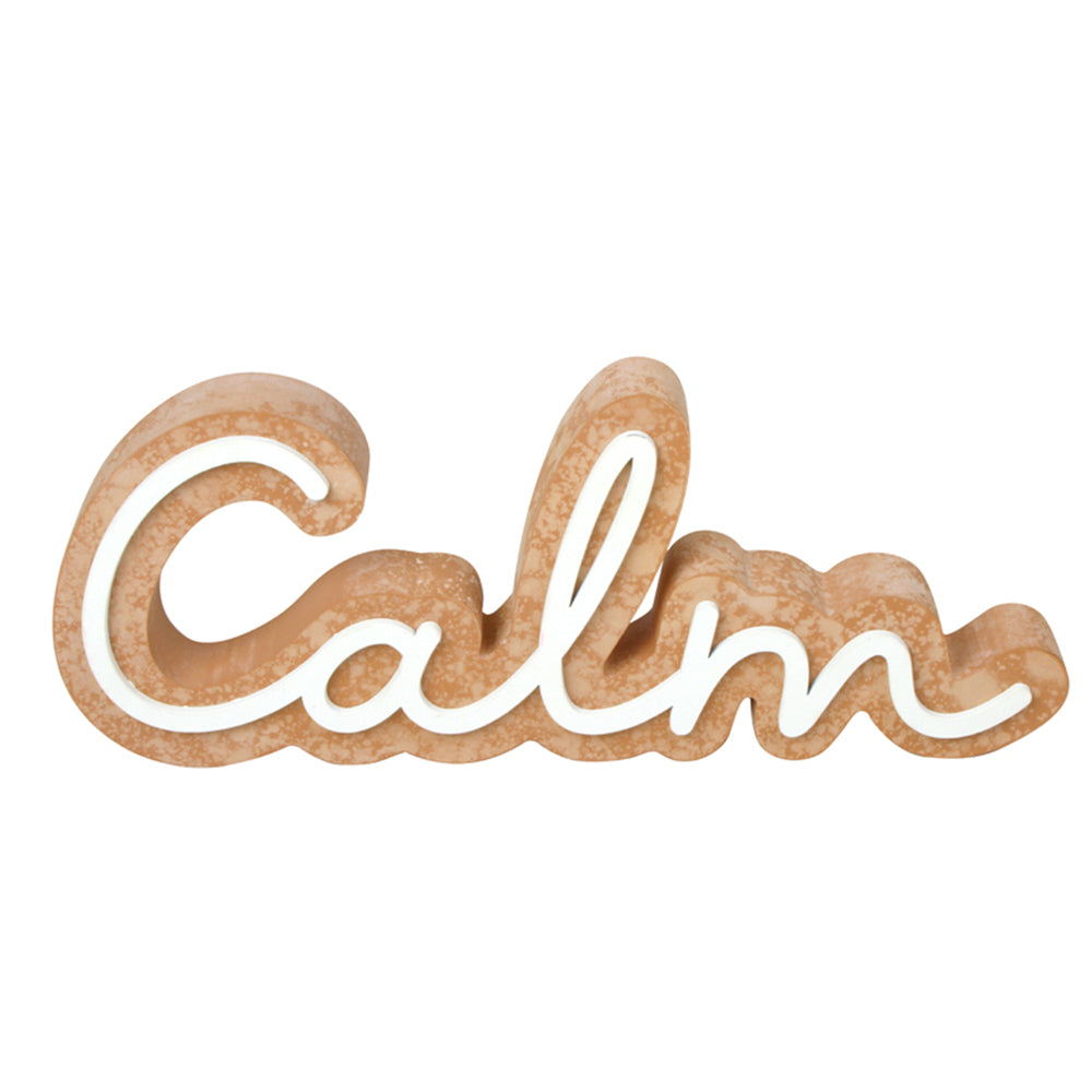 Maine & Crawford 25x10cm MDF Calm Plaque Standing Home/Room Decor White/Natural