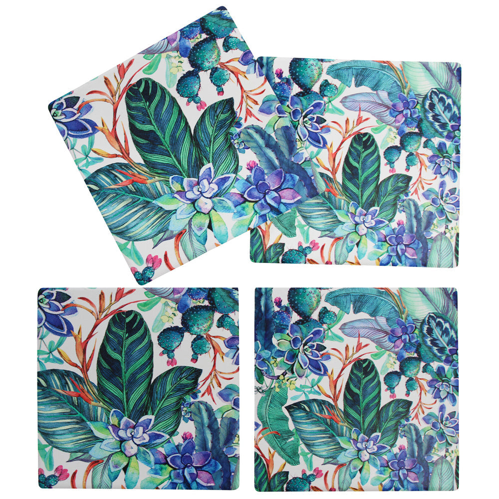 LVD 4pc LVD Porcelain Coasters Tropics Mat/Pad Home/Kitchen Decor 10cm Square (3 Pack) — image 2