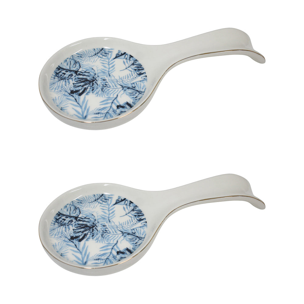 LVD Porcelain 23cm Spoon Rest Utensil Holder Home/Kitchen Cooking Island BLue (2 Pack)