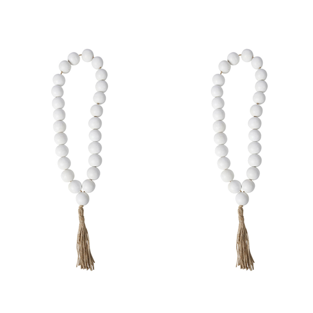 Maine & Crawford Kelli 46cm Bead Garland - Matte White (2 Pack)