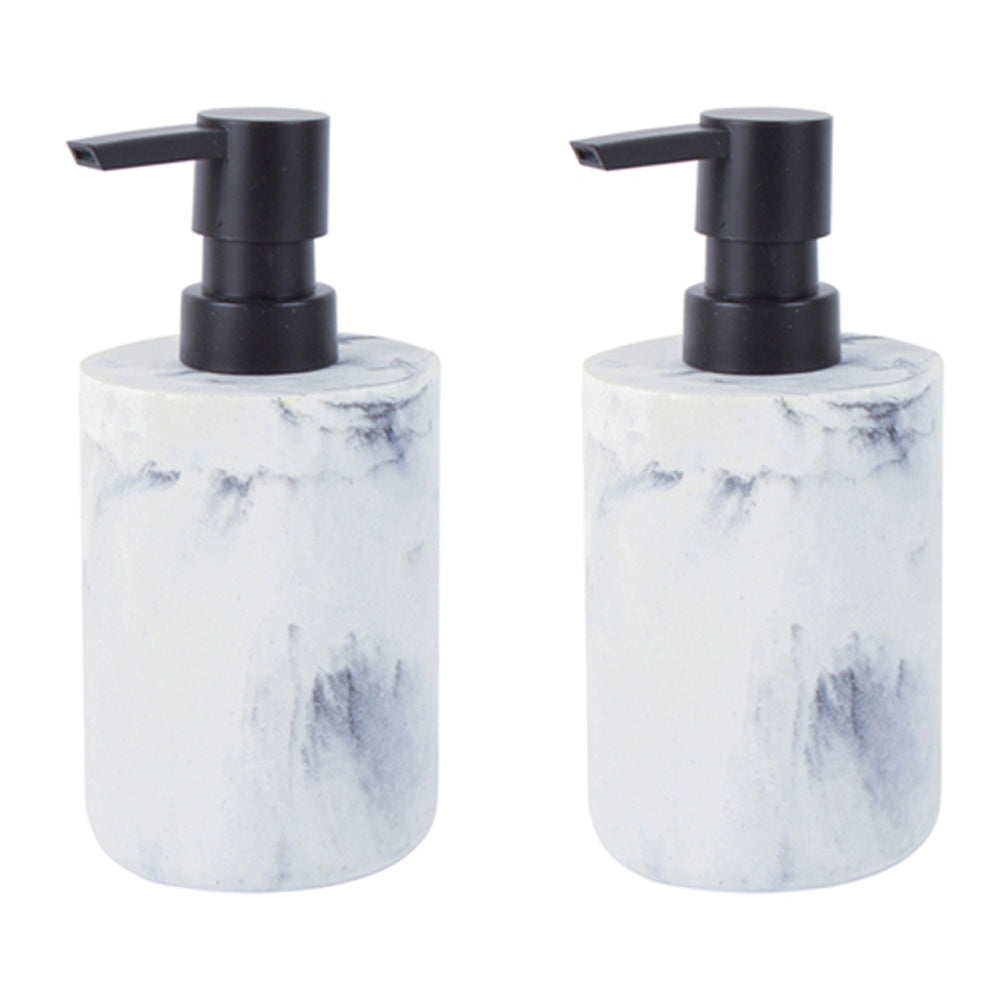 Home Expression 16x7cm Bathroom Polyresin Liquid Soap Dispenser Bottle Marble (2 Pack)