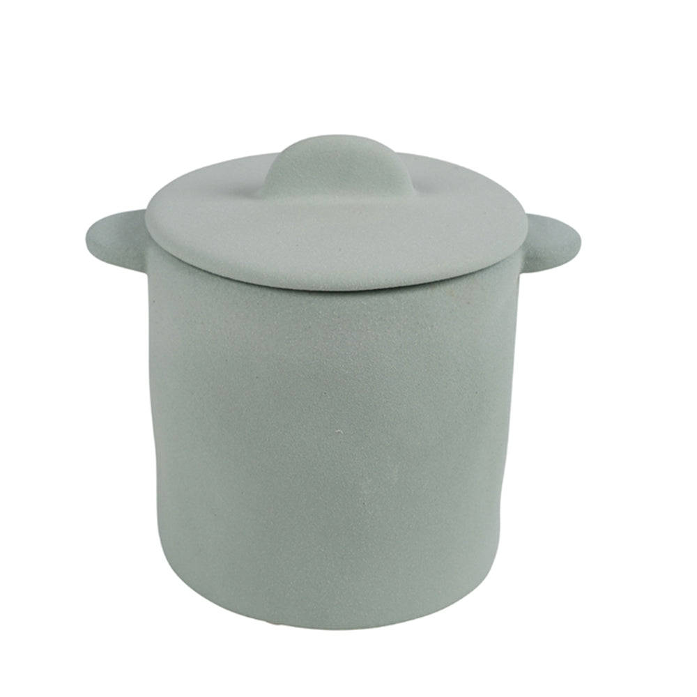 Maine & Crawford Ollie 14cm Textured Jar Stoneware Home Decorative Pot Green