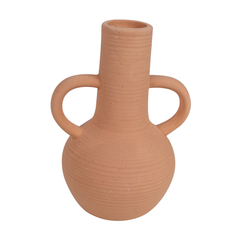 Maine & Crawford Paola 15.5cm Textured Ceramic Flower Vase Home Decor Terracotta