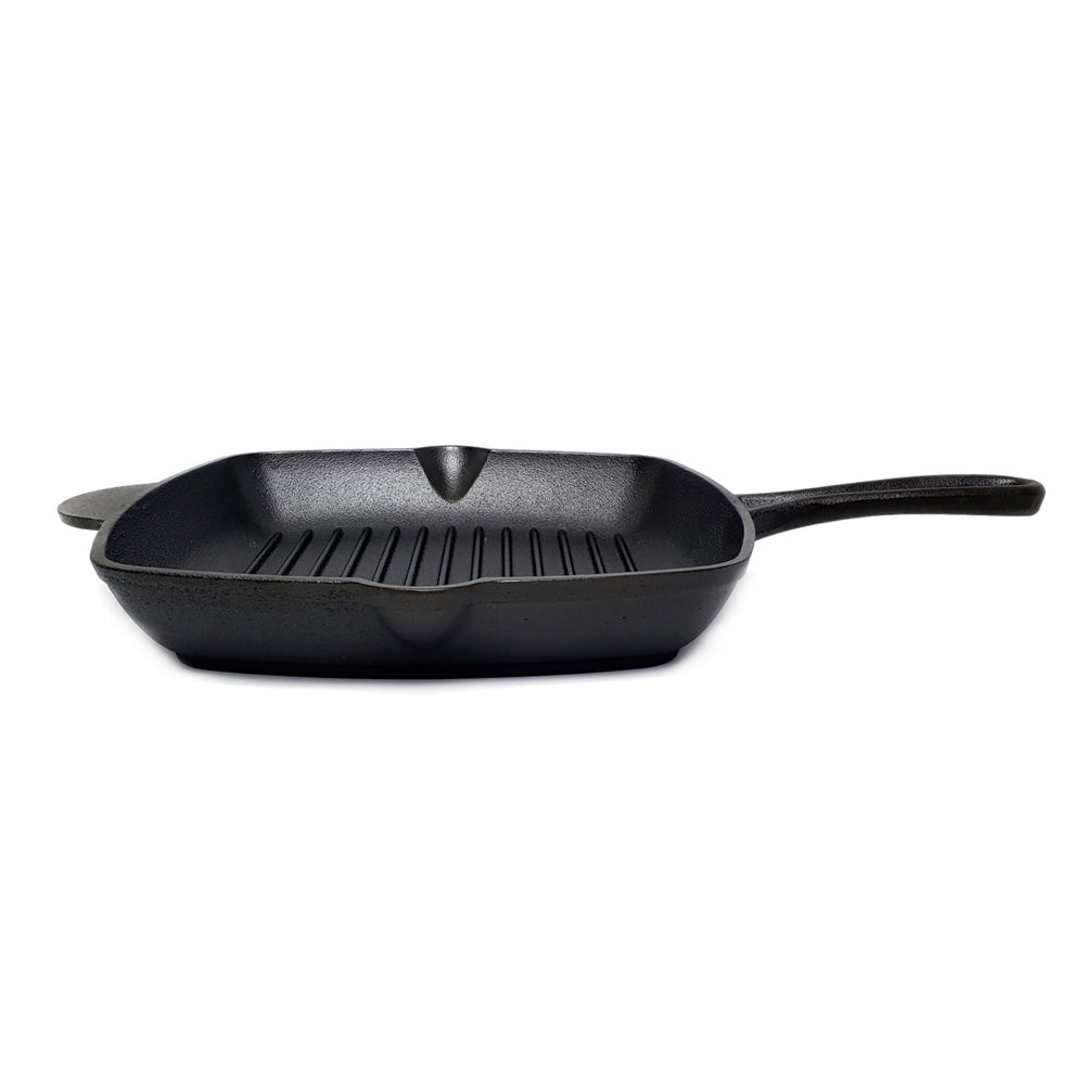 Classica 26cm Pre-Seasoned Cast Iron Grill Square Induction/Stove Pan Black