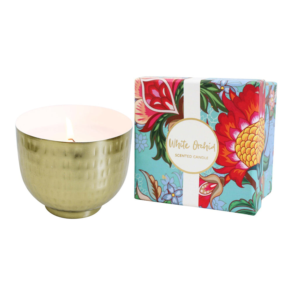 LVD Aluminiuim/Wax 11cm Scented Tealight Candle White Orchid Home Fragrance Gold