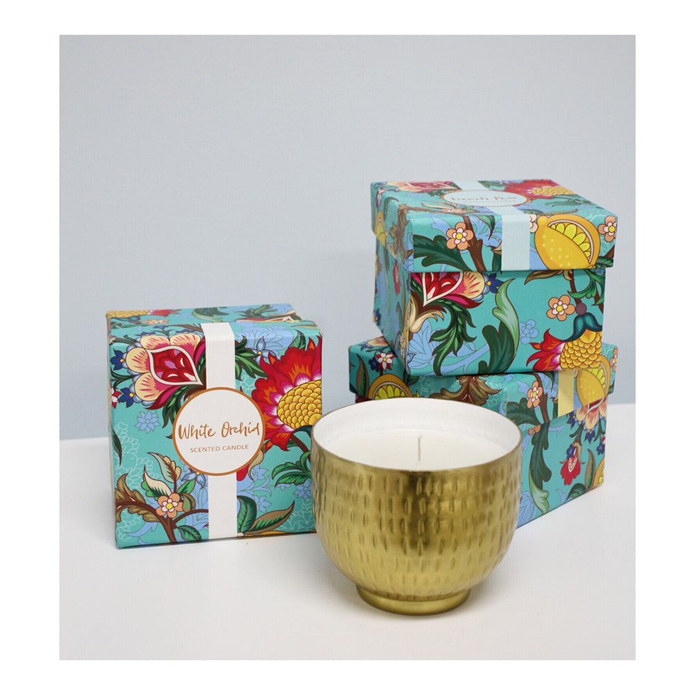 LVD Aluminiuim/Wax 11cm Scented Tealight Candle White Orchid Home Fragrance Gold — image 2