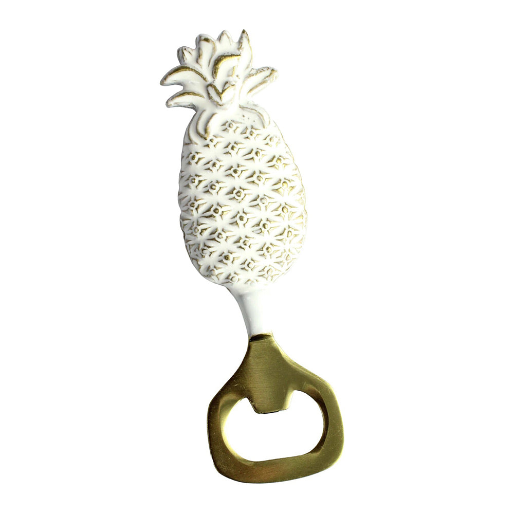 LVD Brass Pineapple White/brass 13cm Manual Bottle Opener Cap Remover Barware White