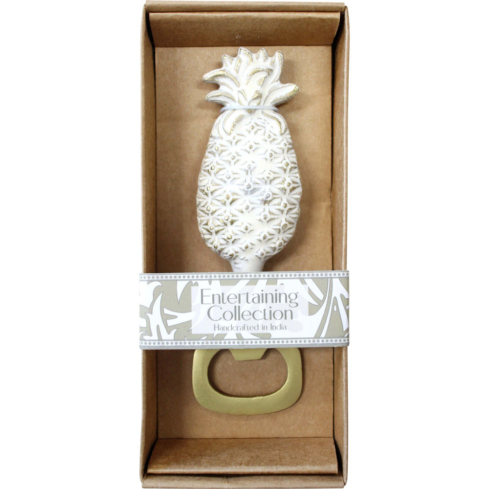 LVD Brass Pineapple White/brass 13cm Manual Bottle Opener Cap Remover Barware White — image 2