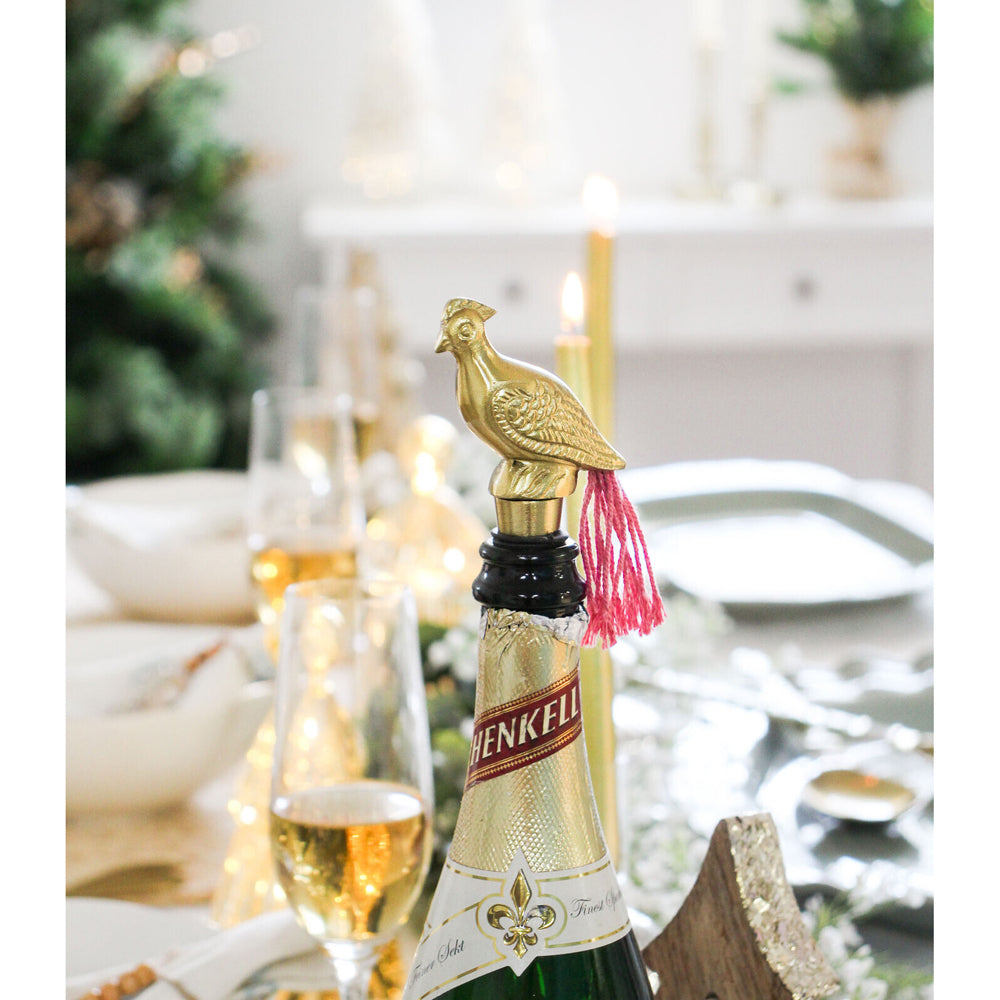 LVD Brass 12.5cm Bottle Stopper Bird Wine Drink Cork Bar Accessory Ornament Gold — image 2