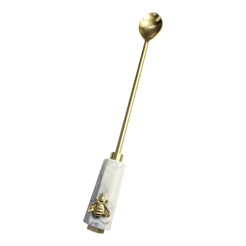 LVD Stainless Steel Brass Bee 26cm Long Mix Spoon Utensil Mixer Cutlery Gold/White