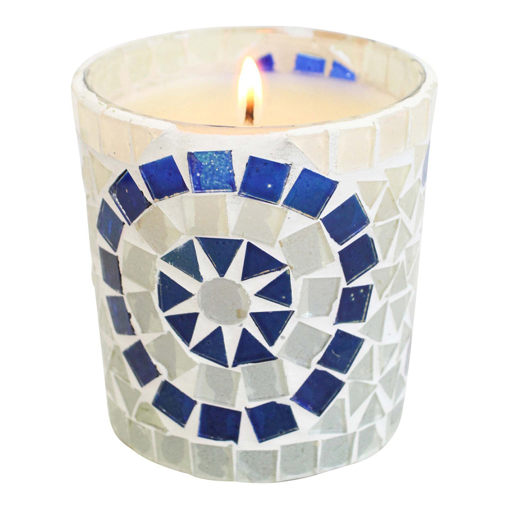 LVD Glass Wax 9cm Candle Tabletop Home Decor Display Santorini French Pear Blue