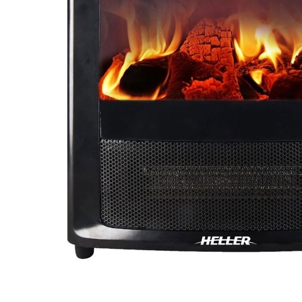 Heller 2000W LED Electric Indoor Fireplace Heater w/ Fire/Flame Effect & Timer — image 2