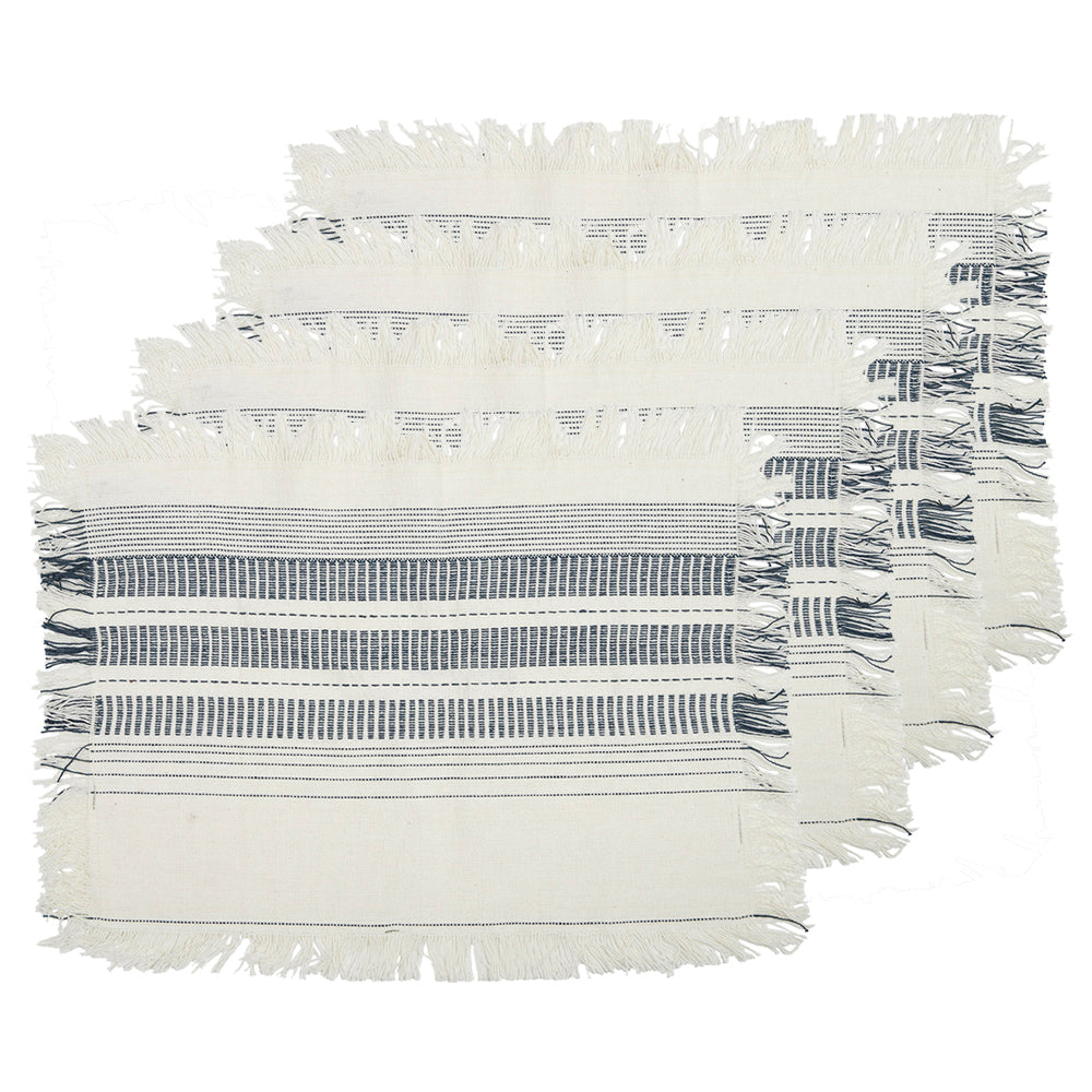 Assemble Dash Cotton Placemat White/Navy 35x48cm (4 Pack)