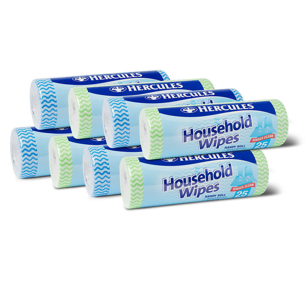 Hercules Household Wipes Multipurpose Surface Cleaning Dry Cloth Roll Asst (200 Pieces)