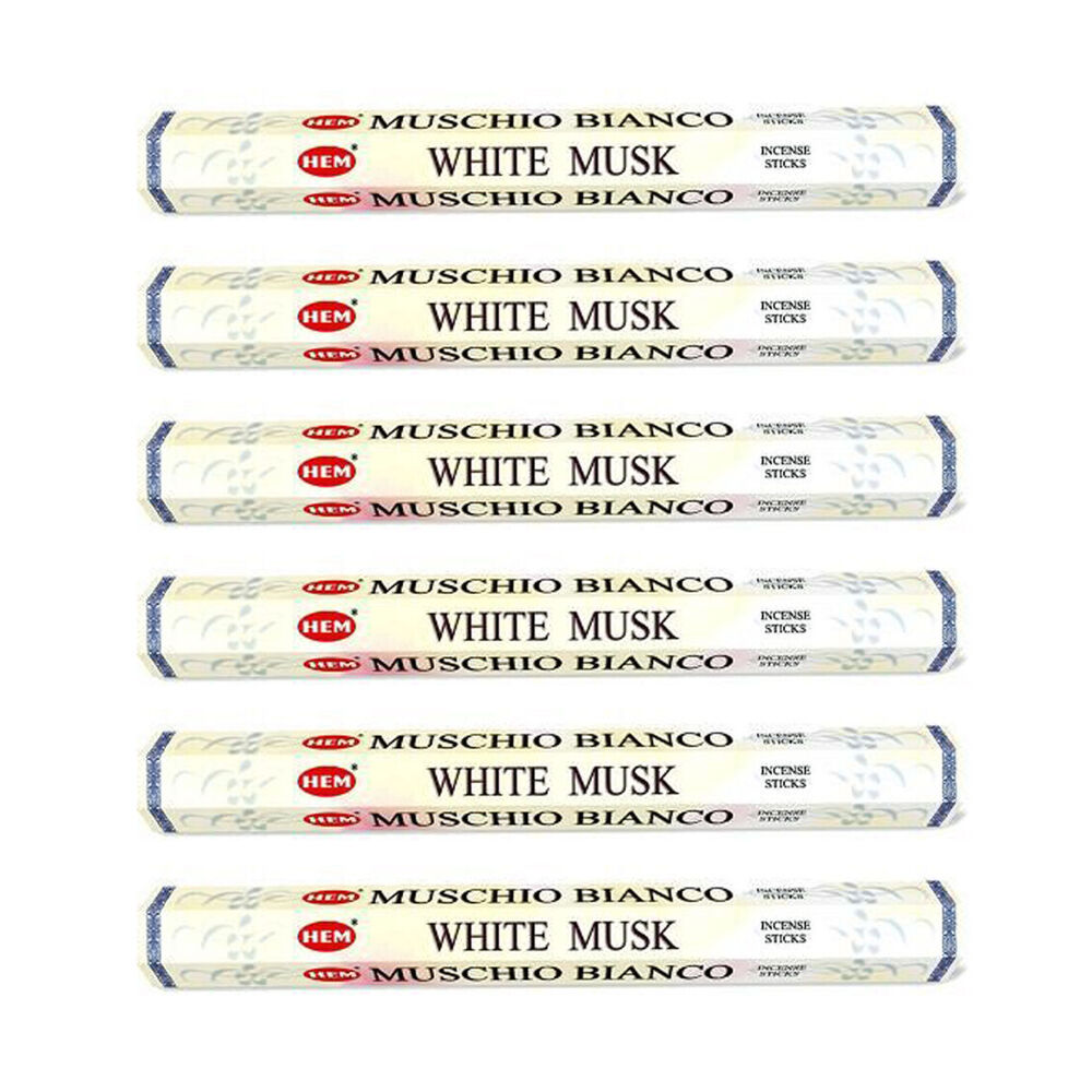 Hem 20pc HEM Hexa White Musk Scent Incense Sticks Meditation Fragrance (6 Pack)