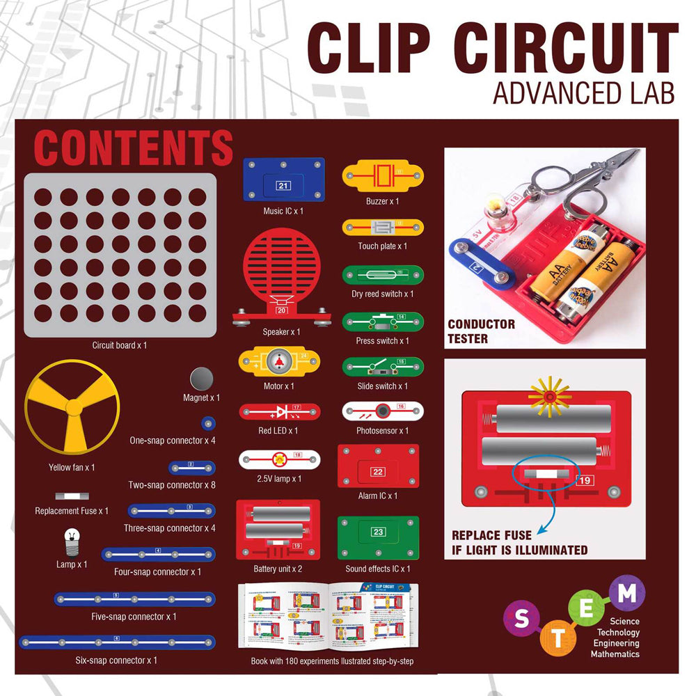 Heebie Jeebies Clip Circuit Advanced Lab 180 Electronic Kids Experiments Kit 7y+ — image 7