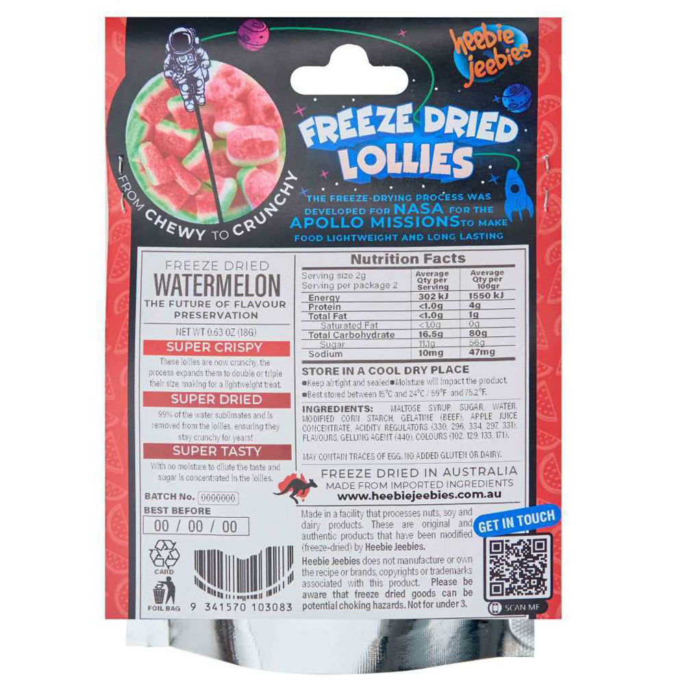 Heebie Jeebies 18g Sour Watermelon Freeze Dried Lollies Sweets Confectionery — image 2