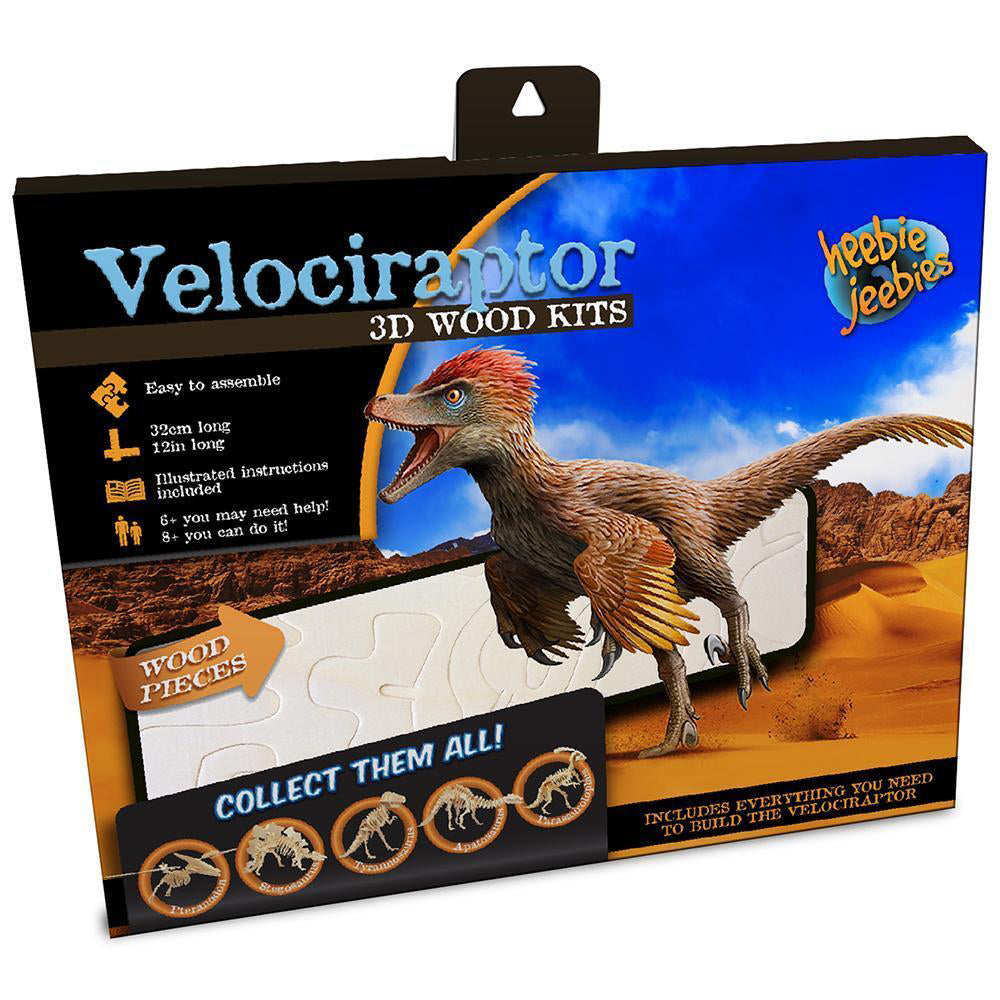 Heebie Jeebies Wood Velociraptor Kit Dinosaur Kids Building Toy 32cm Small 6y+ — image 2
