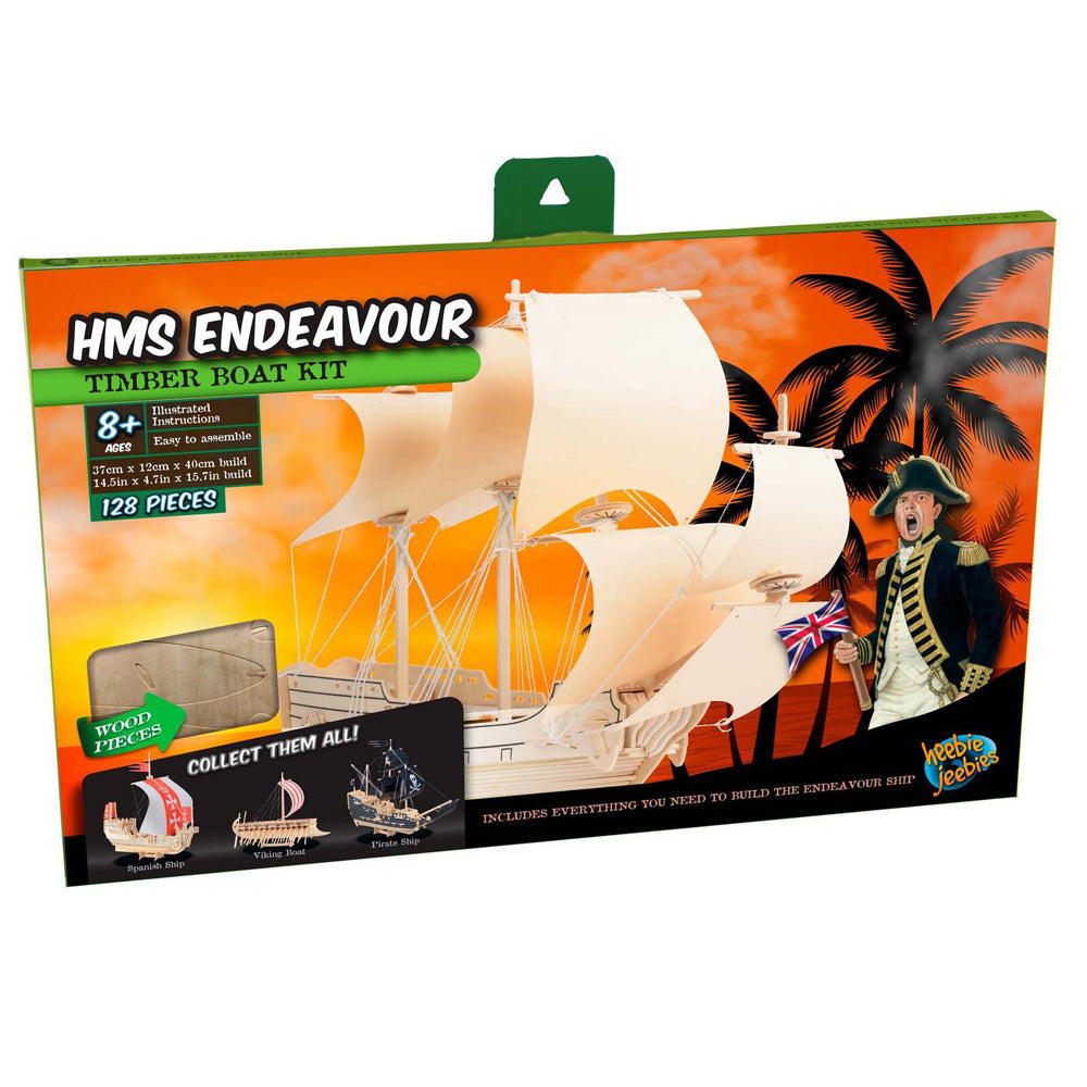 Heebie Jeebies HMS Endeavour Ship 3D Wooden Puzzle Kids Building Kit 8+ (128 Pieces) — image 5