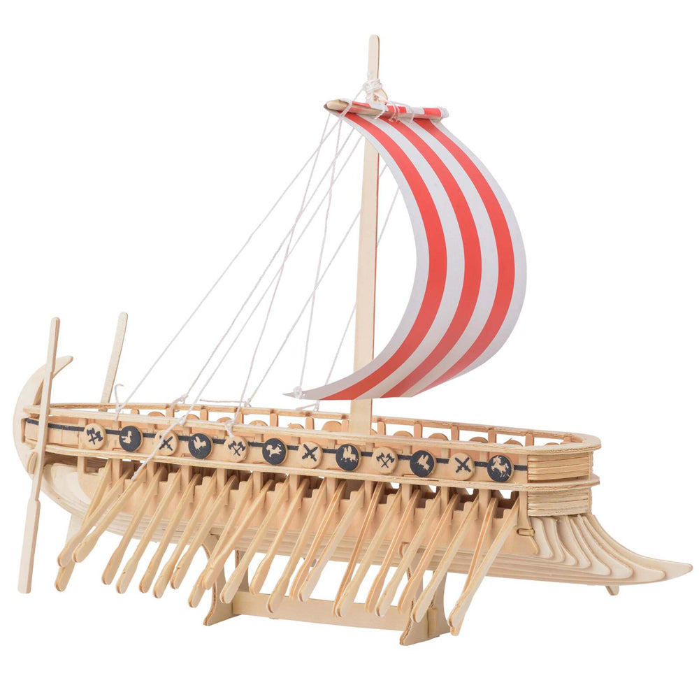 Heebie Jeebies Fearless Dragon Viking Ship 3D Wood Puzzle Building Kit 8+ (130 Pieces)