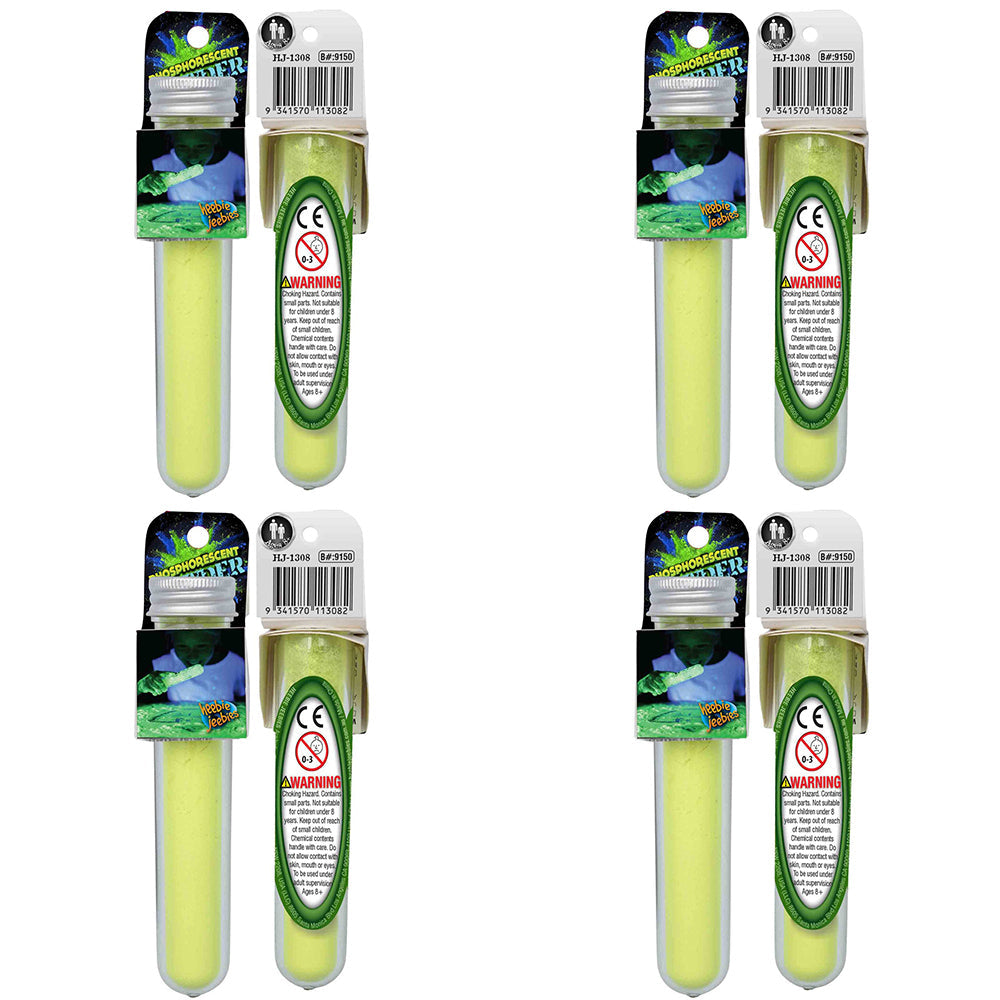 Heebie Jeebies Test Tube Phosphorescent Powder Kids Experiment Toy Assort 8+ (4 Pack)