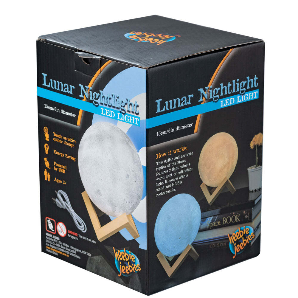 Heebie Jeebies Lunar Moon Lamp Night Light Kids Interactive Science Toy 3+