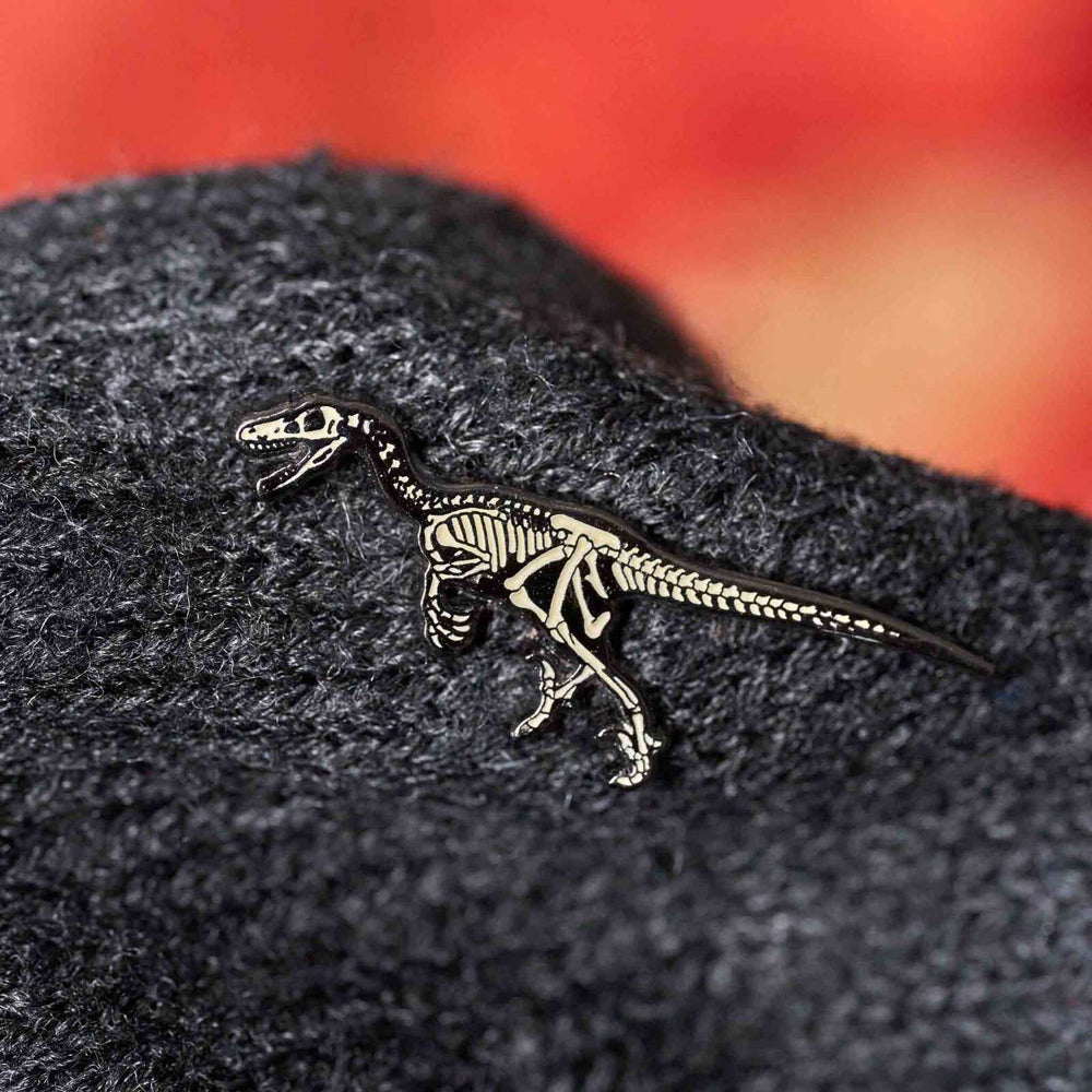 Geek Culture Dinosaur Skeleton Glow Enamel Pin Button Badge/Brooch Velociraptor — image 5